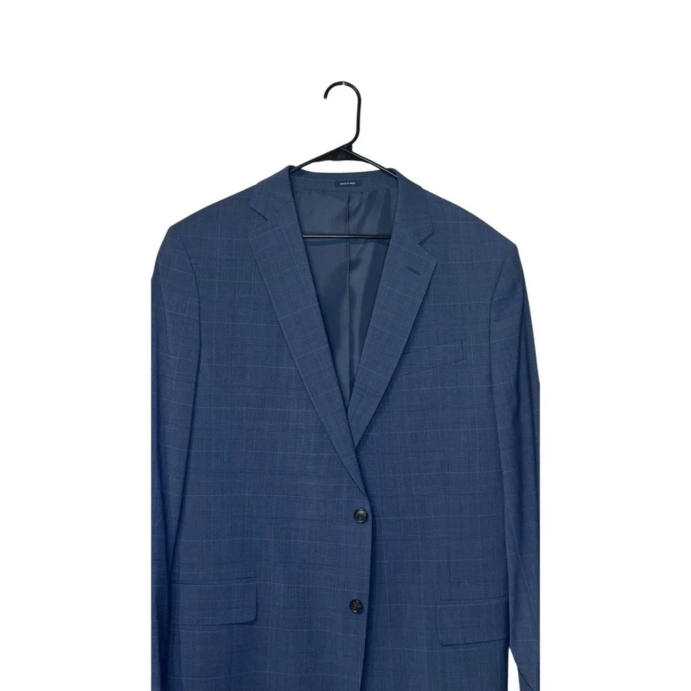 Stafford Men Blazer‎ Jacket Plaid Woolblend Classic Fit 2-Button Double Vent 46L